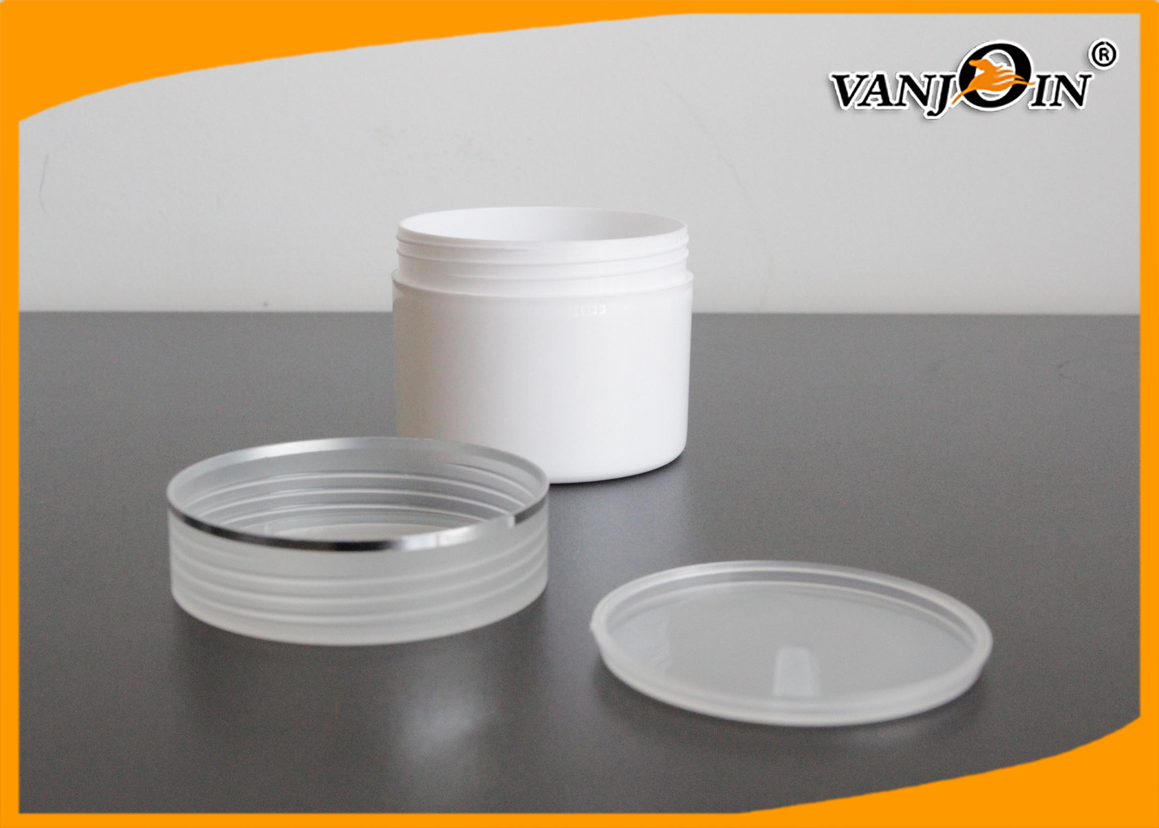 130ml White Double Wall Empty PE Plastic Cream Jar with Semi-transparent Lids