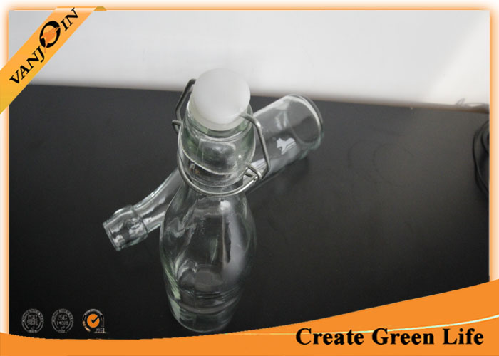 Sealable Glass Beverage Bottles with Lids , Clear 500ml Liquid Packaging Specialty Glass Bottles