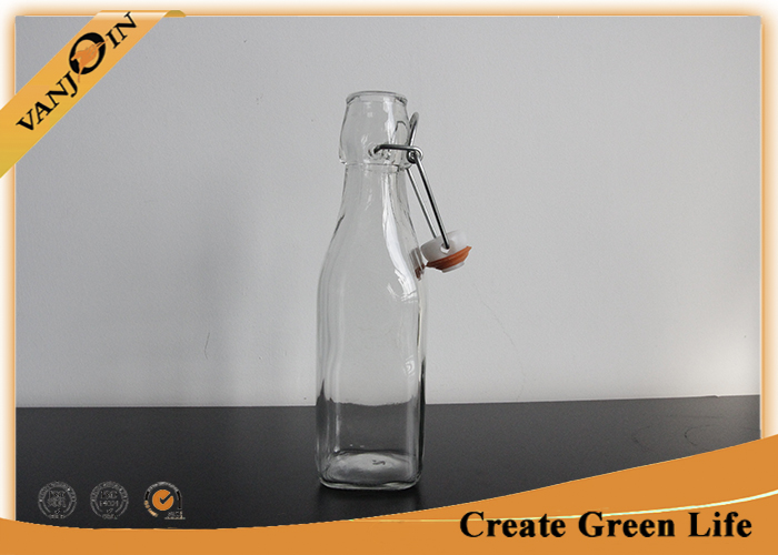 Sealable Glass Beverage Bottles 250ml Small Glass Bottles with Lids and Stainless Swing Top