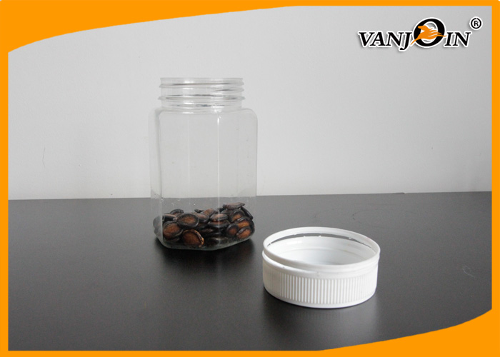 400ML Wide Mouth Square Plastic Food Containers / Plastic Candy Jar For Coffee Beans Jam
