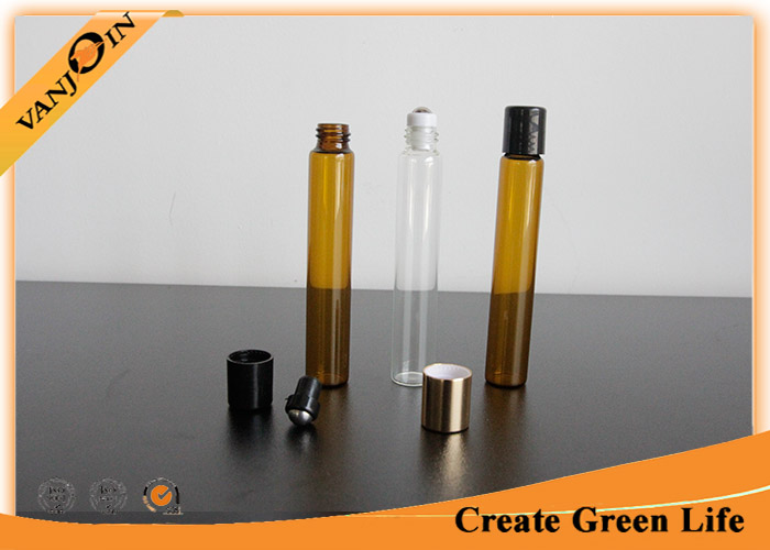 Customized 10ml Amber Small Glass Vials with Plastic Screw Cap for Essential Oils