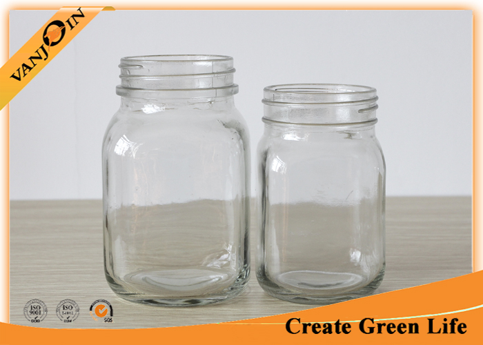 Food Packing Square Shape 12oz 20oz Eco Mason Glass Jars With Lids