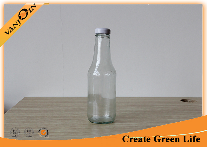 Food Grade 350ml Clear Glass Sauce Bottles With Metal Twist Off Cap