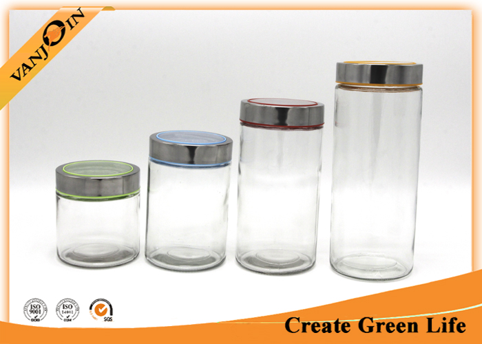 800ml glass food storage jars / Bottle With Visible Metal Screw Lid