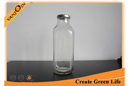1 Liter French Square Glass Bottle With Cap , Beverage or Milk Glass Drink Bottles and Jars