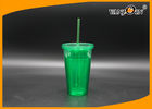 China 16oz Plastic Drink Bottles Double Layer Tumbler Cup with Straw and Lids factory