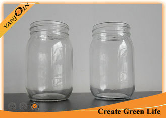 China High Fint 16oz Clear Eco Mason Glass Jars / Tin Lid Glass Mason Jar For Food Storage supplier