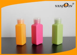 China 100ml HDPE Plastic Bottles with Flip Cap Orange / Green / Pink  Square Cosmetics Bottles supplier