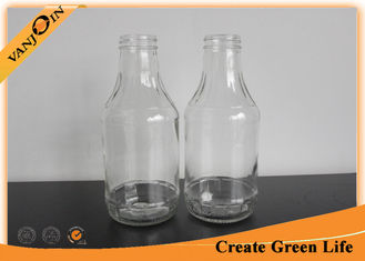 China Kitchenware 16oz Empty Glass Bottle for Sauce Preserving With Black Screw Lids supplier