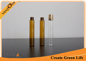 China Customized 10ml Amber Small Glass Vials with Plastic Screw Cap for Essential Oils supplier