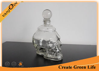 China 750ml Empty Skull Shape Decorative Glass Bottles with Cork ,  Glass Bottle for Liquor or Wine supplier