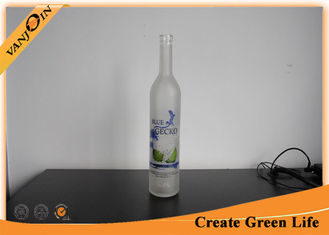 China Customized Frosted 750ml Wholesale Glass Wine Bottles For Vodka With Cork Neck supplier