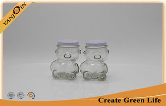 China Bear Shape Home Use 320ml Clear Glass Food Jars With Metal Screw Cap supplier