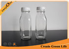 Fruit Juice 10oz Clear French Square Glass Bottles With Plastic Tearing Off Ring