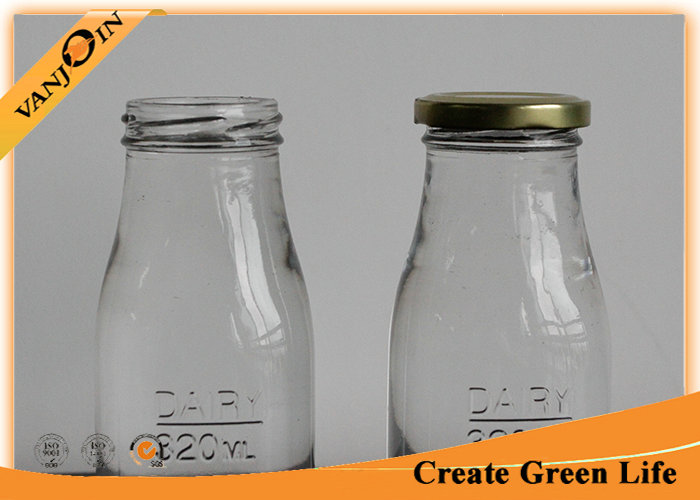 320ml Clear Glass Beverage Bottles For Milk or Juice , Empty Glass Bottles Wholesale