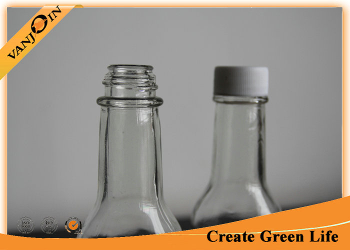 Clear 5oz Woozy Glass Sauce Bottles With Orifice Reducer and Plastic Screw Cap