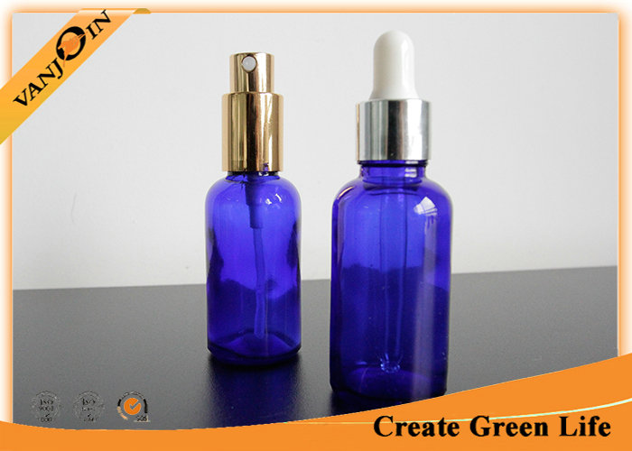 Small 30ml Cobalt Blue Dark Glass Bottles for Essential Oils , Essential Oil Glass Containers