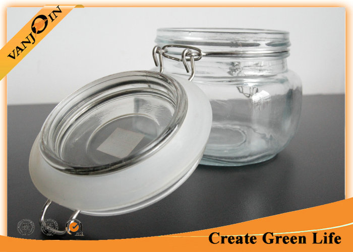 Food Packaging 500ml Glass Cookie Jars with Lids , Glass Storage Jars with Locking Lids