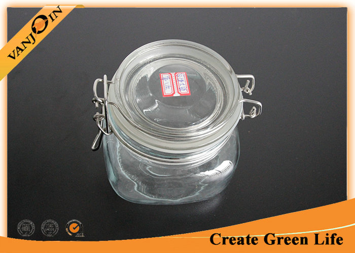 Food Packaging 500ml Glass Cookie Jars with Lids , Glass Storage Jars with Locking Lids