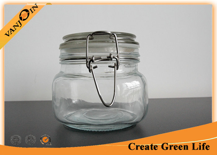 Food Packaging 500ml Glass Cookie Jars with Lids , Glass Storage Jars with Locking Lids