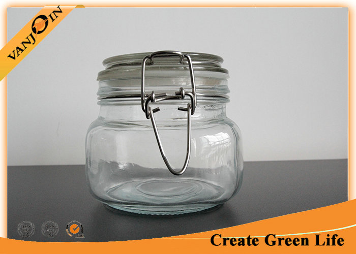Food Packaging 500ml Glass Cookie Jars with Lids , Glass Storage Jars with Locking Lids