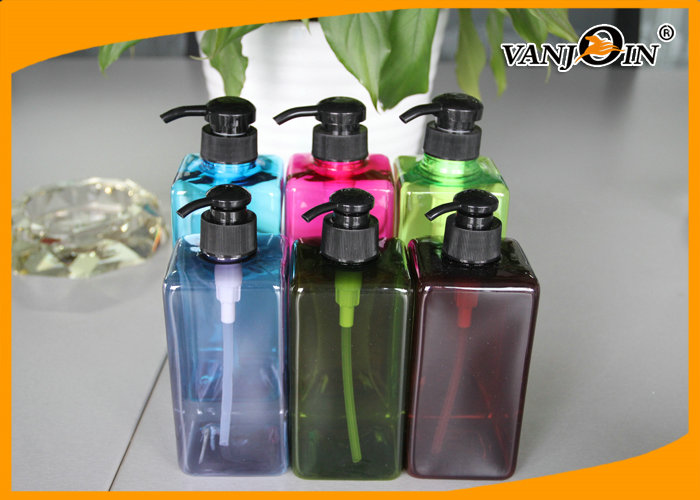 350ml / 400ml / 500ml / 600ml Square PET Cosmetic Bottles , Durable Plastic Bottle