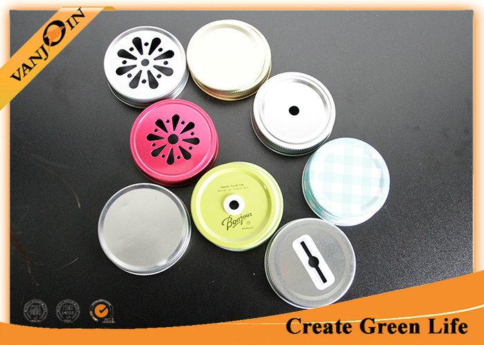 Screwing Type 70mm Tin Bottle Lids For Glass Mason Jar , Mason Jars Bottle Caps