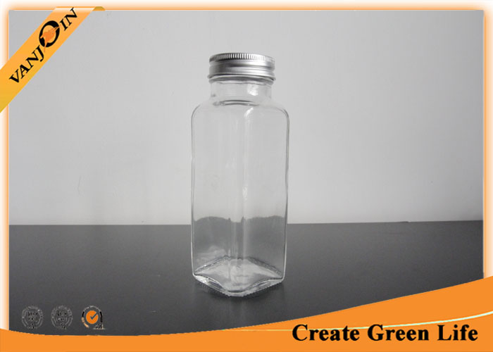 Screw Aluninum Cap 8oz Clear Glass Bottles for Milk , Eco-friendly Reusable Glass Containers