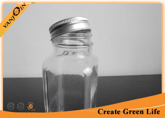 Screw Aluninum Cap 8oz Clear Glass Bottles for Milk , Eco-friendly Reusable Glass Containers