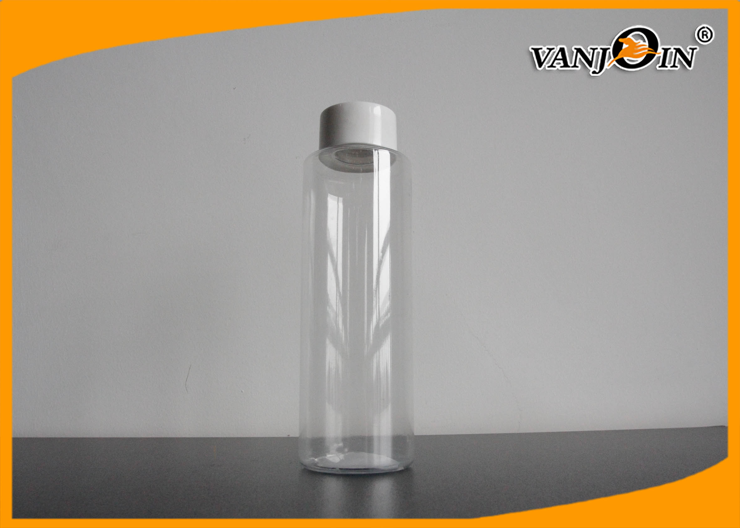 400ml Empty Cylindrical Plastic Juice Bottles with Caps , Recycled Clear Plastic Bottles