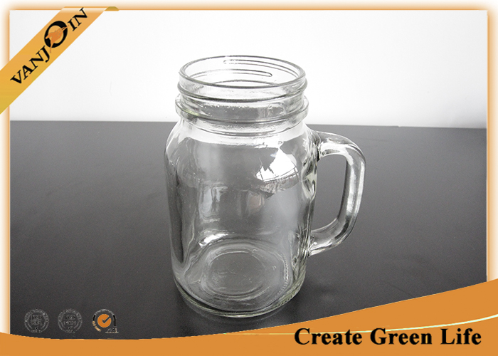 Beer Drink 20oz Glass Mason Jar Mugs With Handle , 600ml Mason Drinking jJars