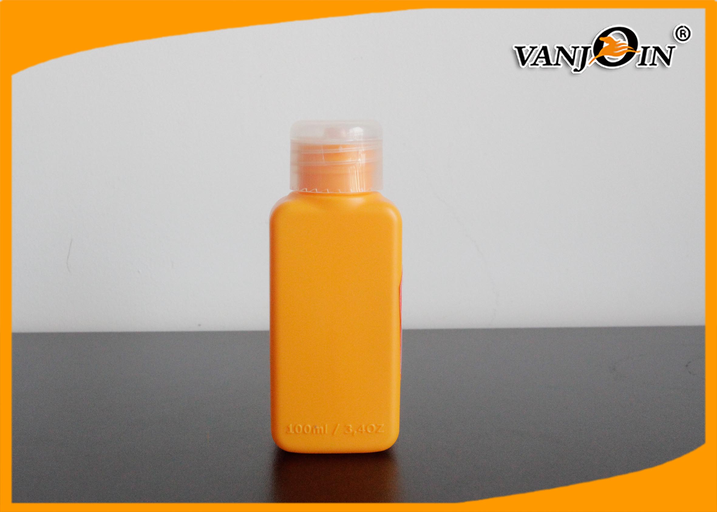 100ml HDPE Plastic Bottles with Flip Cap Orange / Green / Pink  Square Cosmetics Bottles