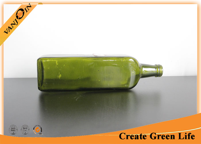 1 Liter Square Green Glass Bottles For Olive Oil 1000ml Reusable Glass Liquid Bottles