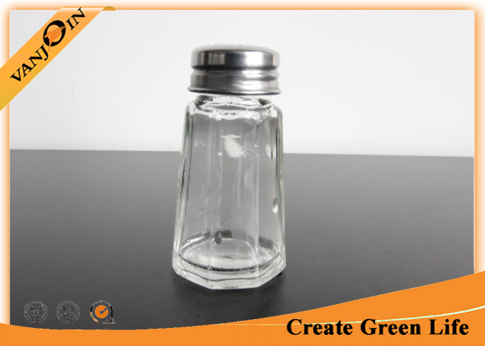 30ml Octagonal Glass Sauce Bottles With Stainless Steel Shaker , Small Glass Bottles and Jars