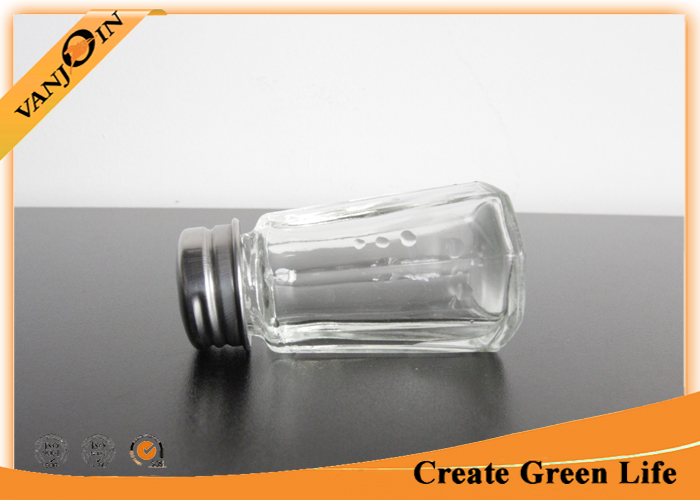 30ml Octagonal Glass Sauce Bottles With Stainless Steel Shaker , Small Glass Bottles and Jars