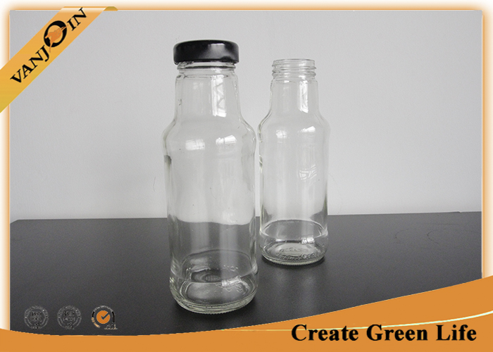 Screwing Top 10oz Glass Sauce Bottles With Metal Lid , 300ml Small Packaging Bottles