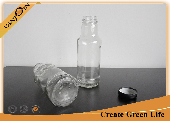 Screwing Top 10oz Glass Sauce Bottles With Metal Lid , 300ml Small Packaging Bottles
