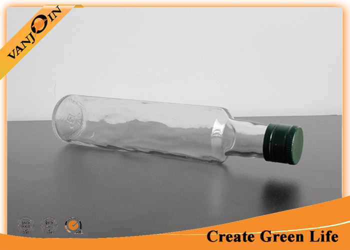 Transparent Round 250ml Reusable Olive Oil Glass Bottles With Cap , Glass Packaging Bottle