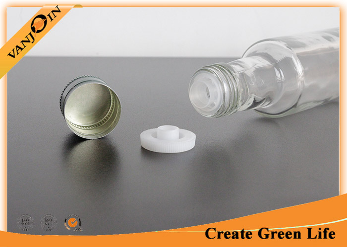 Transparent Round 250ml Reusable Olive Oil Glass Bottles With Cap , Glass Packaging Bottle