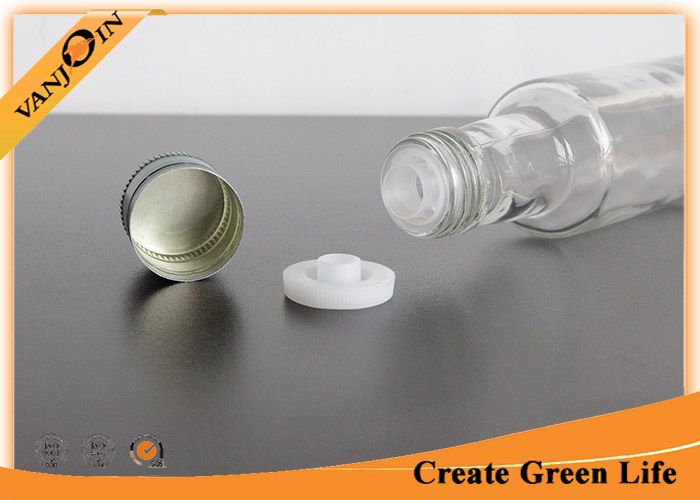 Transparent Round 250ml Reusable Olive Oil Glass Bottles With Cap , Glass Packaging Bottle