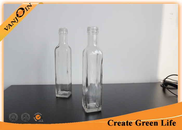 Reusable Square Sauce Packing 250ml Glass Bottles With Reducer and Plastic Lid