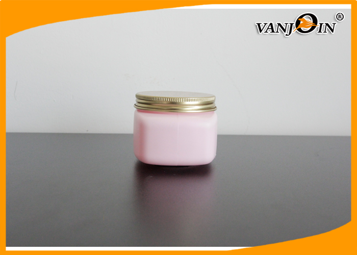 Pink Square HDPE Plastic Cream Jar with Screw Caps , Cosmetic Packaging Jars