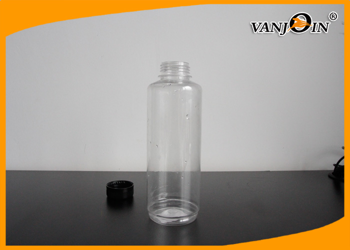 450ml Clear Plastic Juice Bottles Wholesale with Black Screw Cap , Custom PET Plastic Bottles