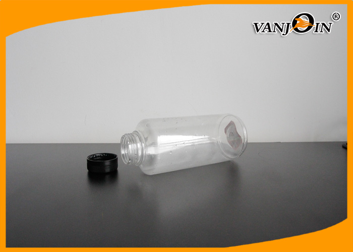 450ml Clear Plastic Juice Bottles Wholesale with Black Screw Cap , Custom PET Plastic Bottles