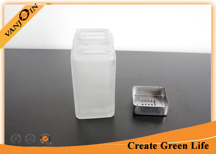 Small Glass Sauce Bottles Wholesale , 100ml Square Spice Glasss Bottle with Metal Shaker Lid
