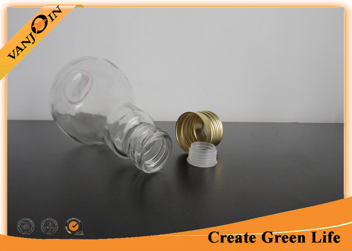 300ml Light Bulb Beverage Glass Bottles For Juice or Milk Packaging With Screw Cap