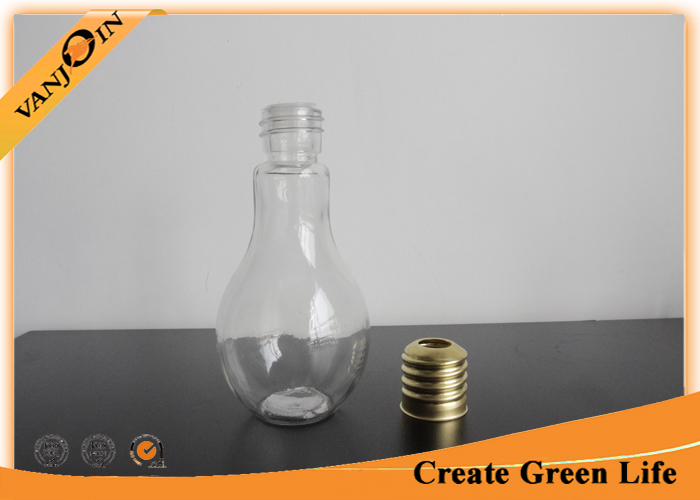 300ml Light Bulb Beverage Glass Bottles For Juice or Milk Packaging With Screw Cap