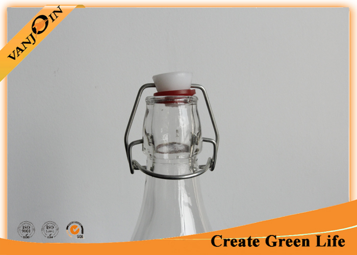 250ml Milk / Juice Drink Glass Beverage Bottles With Plastic Swing Top , Empty Glass Bottle