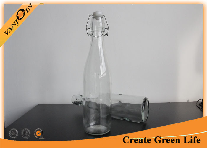 Sealable Glass Beverage Bottles with Lids , Clear 500ml Liquid Packaging Specialty Glass Bottles