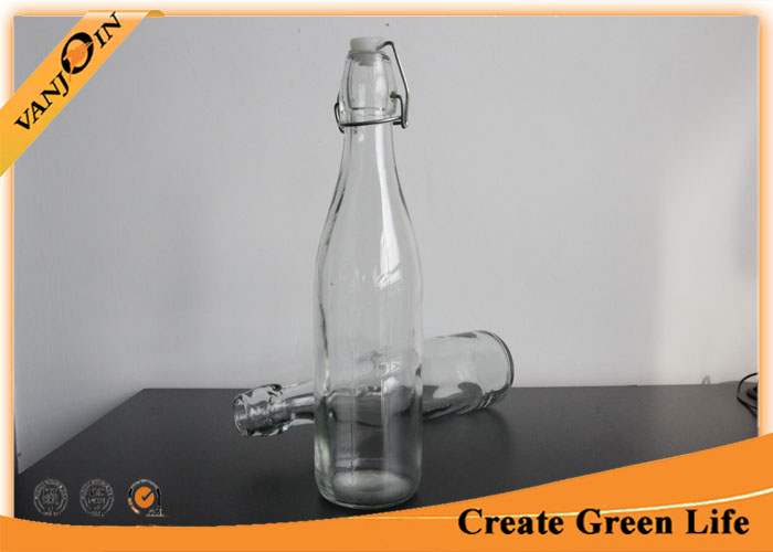 Sealable Glass Beverage Bottles with Lids , Clear 500ml Liquid Packaging Specialty Glass Bottles
